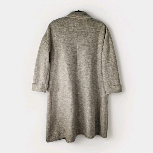 Stapf Austria Gray Beige Wool Open Long Cardigan Sweater Duster Medium - Picture 3 of 7
